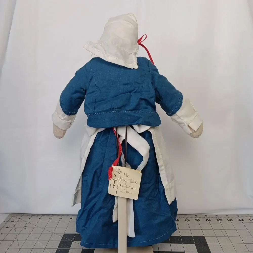 An Anytime Moravian Doll Handmade Cloth Rag Primitive Signed in 1993 Vintage